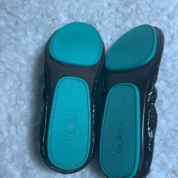 Tieks by Gavrieli Ballet Flats leather Black Patent Croc print slip on flats SZ7 - Picture 10 of 11